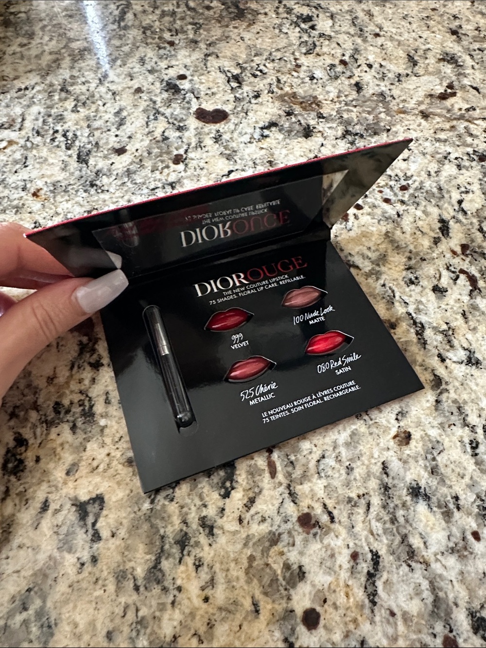Dior Rouge Lipstick Sample Card — Red & Pink Mini Shades